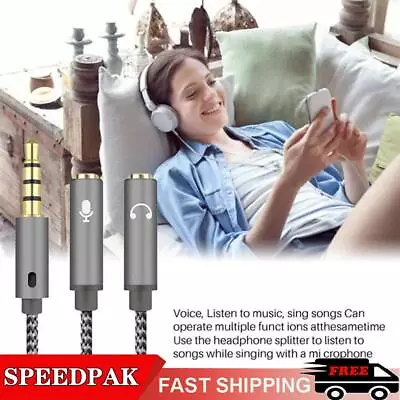 £3 • Buy 3.5mm Headset Adapter Y-Splitter Jack Cable W/ Separate And Headphone. Mic V7W5
