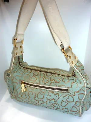 Tous LIGHT TEAL GOLD Color Details With Two Pocket FABRIC Shoulder Bag • $99