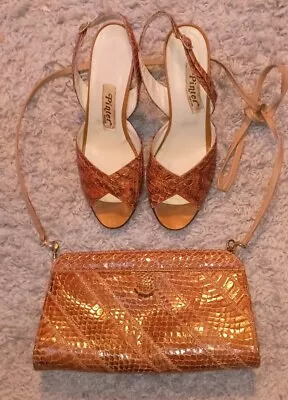 Vintage Snakeskin Heels (Sz 7) With Matching Purse  • $20