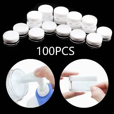 £8.79 • Buy 3ml *100pcs Empty Clear Plastic Sample Jar Travel Containers Cosmetic Makeup Pot