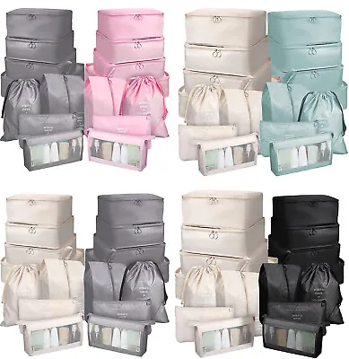 $36.99 • Buy 16Pcs Packing Cubes Travel Luggage Organiser Storage Compression Suitcase Bags