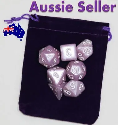 $8.97 • Buy Dice 7 Pce Set D&D Lt Pink & Purple Bag Polyhedral Dungeons & Dragons Pathfinder