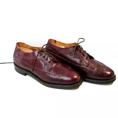 Vintage 50-70's J.A.H. Junker Goldbond Wingtip Shoes Burgundy Brogue Essex Sz 14 • $25.70