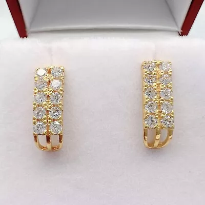 22ct Yellow Gold Cubic Zirconia Two Row Stud Earrings 1.8gm • £210