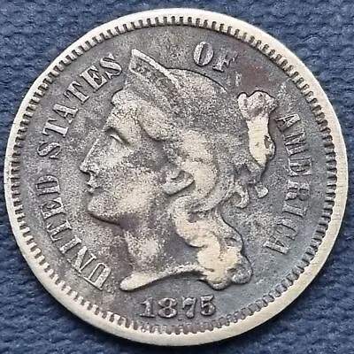 $34.99 • Buy 1875 Three Cent Nickel 3c Circulated Dark #56947