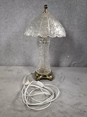 Kristal Zajecar Style 14” Desk Lamp Lead Crystal Hand Cut Vintage W/ Brass Feet • $79.98