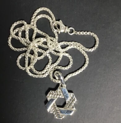 $2.25 • Buy David Yurman Sterling 925 Chevron Star Of David Pendant Necklace 24”