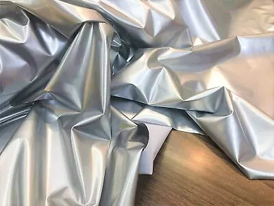 4 Way Stretch Spandex Dance Wear Fabric By The Yard (Silver Glossy Vinyl) • $29.99