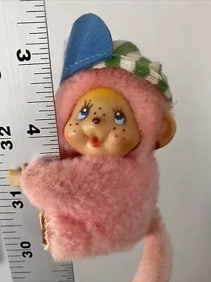 Vintage Monchichi Hugger Pink Monkey Troll Toy Clip-On Grip Charm Mini • $17.99