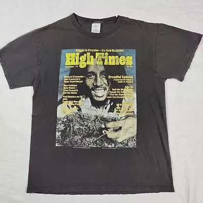 90s Vintage Bob Marley High Times Magazine Rasta Raggae Shirt Sz Medium • $74.99