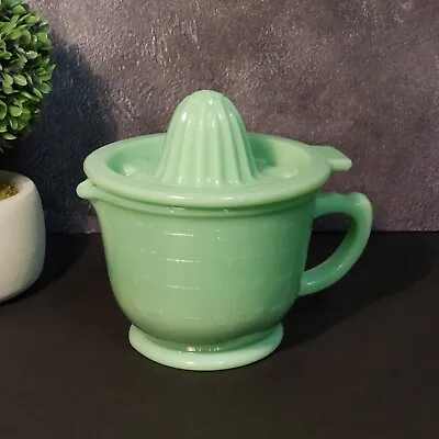 JADEITE DEPRESSION STYLE GLASS JUICER & 2 CUP MEASURING CUP Vintage Mixing Bowl • $31.95