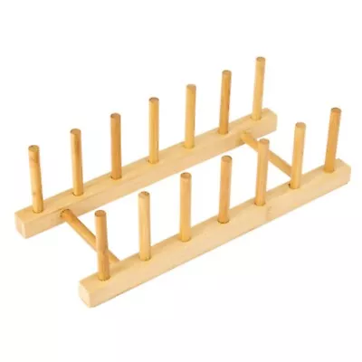 Bamboo Wooden Dish Rack Plate Dryer Racks Stand Pot Lid Holder Kitchen Organizer • $6.99