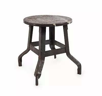 Industrial Round Metal Stool Mid Century Vintage Steampunk Small Chair • $75
