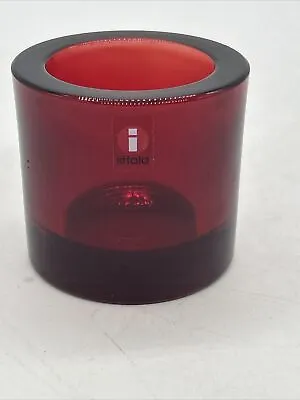 IITTALA GLASS  KIVI  Candle Holder Votive FINLAND MARIMEKKO Heikki Orvola RED • $105