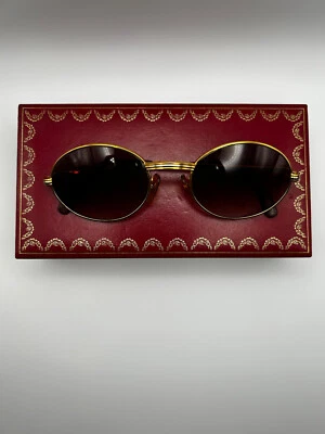 $1350 • Buy SUPER RARE FIND Vintage Cartier Saint Honore Gold Sunglasses W/ Factory Rubies