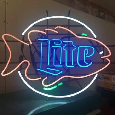 Neon Light Sign Lamp For Miller Lite Beer 20 X16  Bass Fish Tackle Bait Open • $109.98