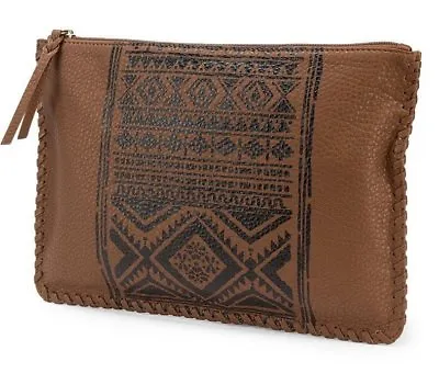 Nwt Womens Volcom Vaquera Brown Vegan Leather Clutch Bag Handbag Purse New • $7.95