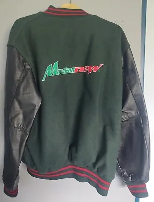 Mountain Dew Letterman Jacket Holloway Leather Sleeve's Vermont Wool Chest XL • $69.99