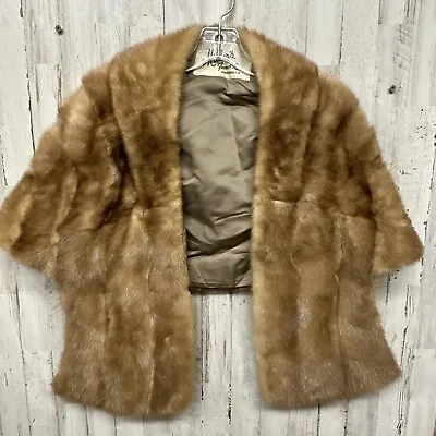 Miller’s French Room Light Brown Mink Fur Shawl Wrap Capelet With Pockets Formal • $40