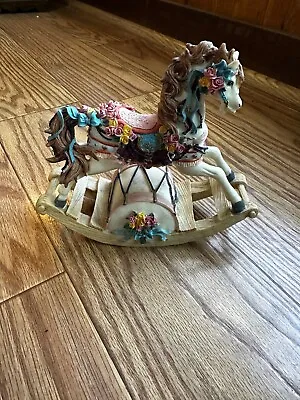 Vintage Westland Musical Rocking Horse Figurine With Flowers • $19.99