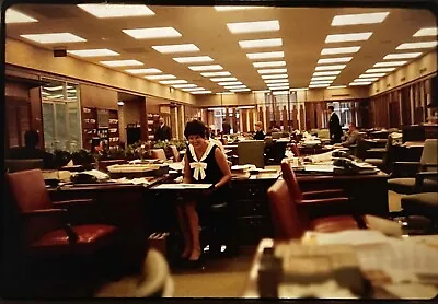 Original Vintage Photo Slide 1960s Office Worker Retro Furniture Secretary • $14.98