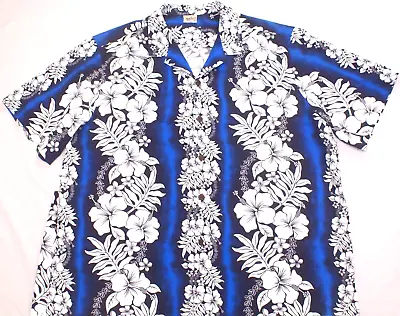 Royal Creations Hawaiian Mens 3XL Aloha Beach Surf Shirt Blue Floral • $15.29