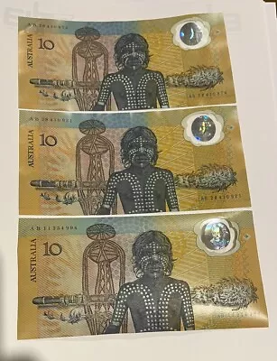 1988 Australian Bicentennial 3 X $10.00 Banknotes In Extra Fine Or Better • $75