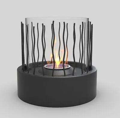 £28.99 • Buy Bio Ethanol Fireplace Round Indoor Outdoor Heater Fire Glass TableTop Burner 