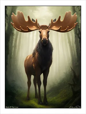 Moose Print Poster Woodland Creatures Wall Art Animal Decor • $20.99