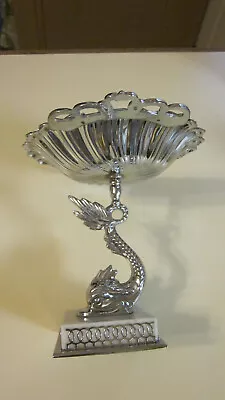 Vintage Koi Dolphin Hollywood Regency Stainless Pedestal Soap Dish Marble Base • $30