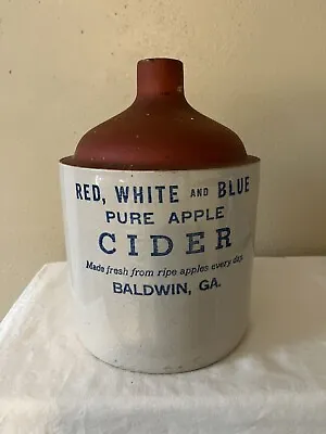 Red White Blue Baldwin Ga Cider Jug Georgia Pottery • $399