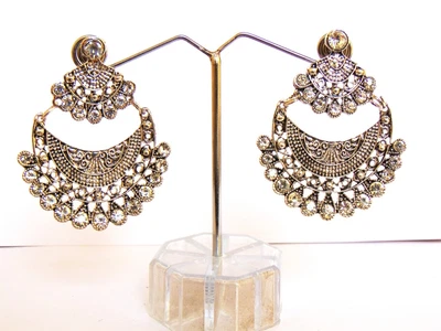 $21.63 • Buy Indian Traditional CZ Earrings Silver Oxidized Jhumka Jhumki Bollywood Jewelry