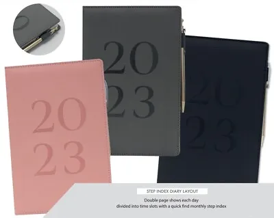 £4.99 • Buy 2023 A5 A6 Day To Page Diary Index Luxury Organise Full Year Planner With Pen