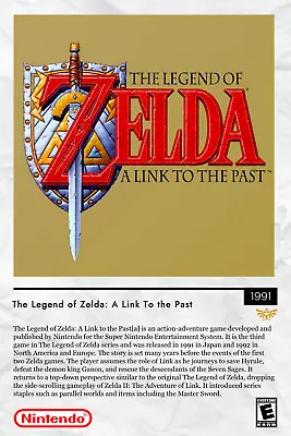 The Legend Of Zelda: A Link To The Past CUSTOM Showcase Poster • $11.99