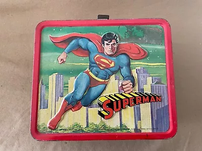 Vintage SUPERMAN LUNCHBOX THERMOS 1978 Aladdin Industries DC Comics Lunch Box • $75