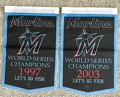 Florida Marlins World Series Champions 2 Banners/Flags Set 18.5  X 11.5  • $16