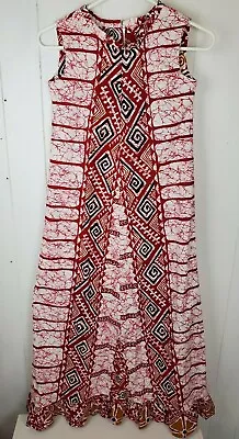 Vtg Hawaii Resort Dress Sleeveless Womens Red White Print Long Maxi • $29.99