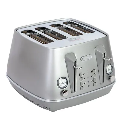 $194 • Buy NEW DeLonghi Distinta Perla CTIN4003S 4 Slice Toaster Silver