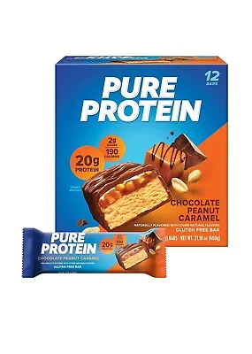 12 Pack Pure Protein Bars High Protein Chocolate Peanut Caramel 1.76oz • $21.99