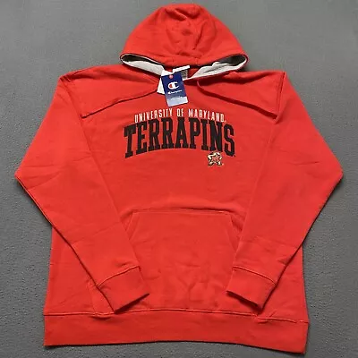 Maryland Terrapins Sweater Mens XL Red Pullover Hoodie Logo NCAA Champion NWT • $25.99