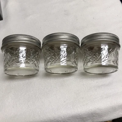$10 • Buy Set Of (3) Ball Mason Jelly Jars 4 Oz With Lids Sure Tight Nwot