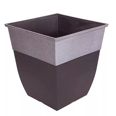 57 Litre Black Pewter Extra Large Plant Pot Tall Square Garden Plastic Planter • £22.99