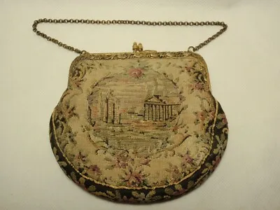 Vintage Scenic Tapestry Petit Point Purse Handbag With Loomed Tag *As-Is* • $28