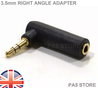 1x Right Angle 3.5mm Male Jack Plug To 3.5mm Female Adapter Headphone Earphone . • £3.69