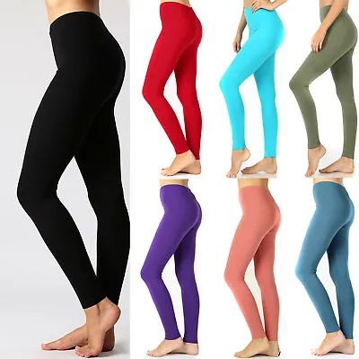 Womens Soft Stretch Cotton High Waisted Leggings Long Workout Yoga Pant Fitness • $12.99