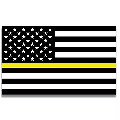 Thin Yellow Line American Flag Magnet Decal 5x8 Inches Black Yellow White • $9.99