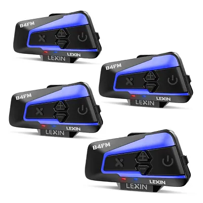 4Set LEXIN B4FM Motorcycle Headset Bluetooth Helmet Intercom Speaker Music Share • $311.39