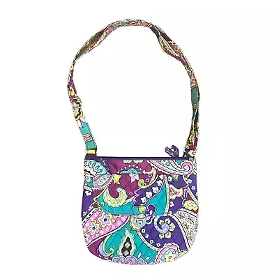 Vera Bradley Green Purple Paisley Heather Saddle Hipster Crossbody Quilted Bag • $24.99