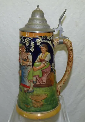 Reinhold Merkelbach 10  German Beer Stein Pewter Lid Vtg Deep Base For Music Box • $18