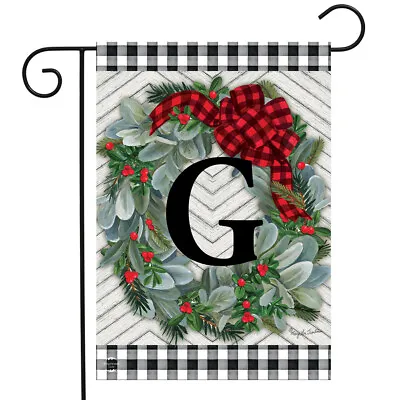 Winter Wreath Monogram Letter G Garden Flag 12.5  X 18  Briarwood Lane • $9.86